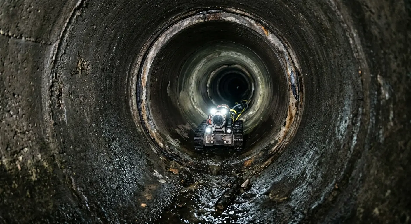 Robotic sewer camera inspecting pipe interior for Sewer Line Repair in Oakland